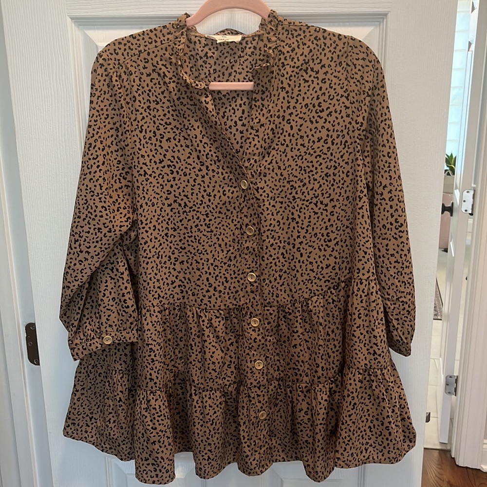 Entro Brown Leopard Print Top - Picture 2 of 6